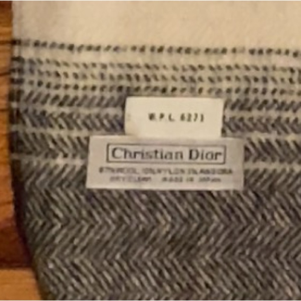 Dior Gray and Cream Wool Scarf Vintage